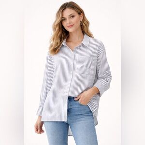 Ruti Oversized Button down Shirt Blue and White